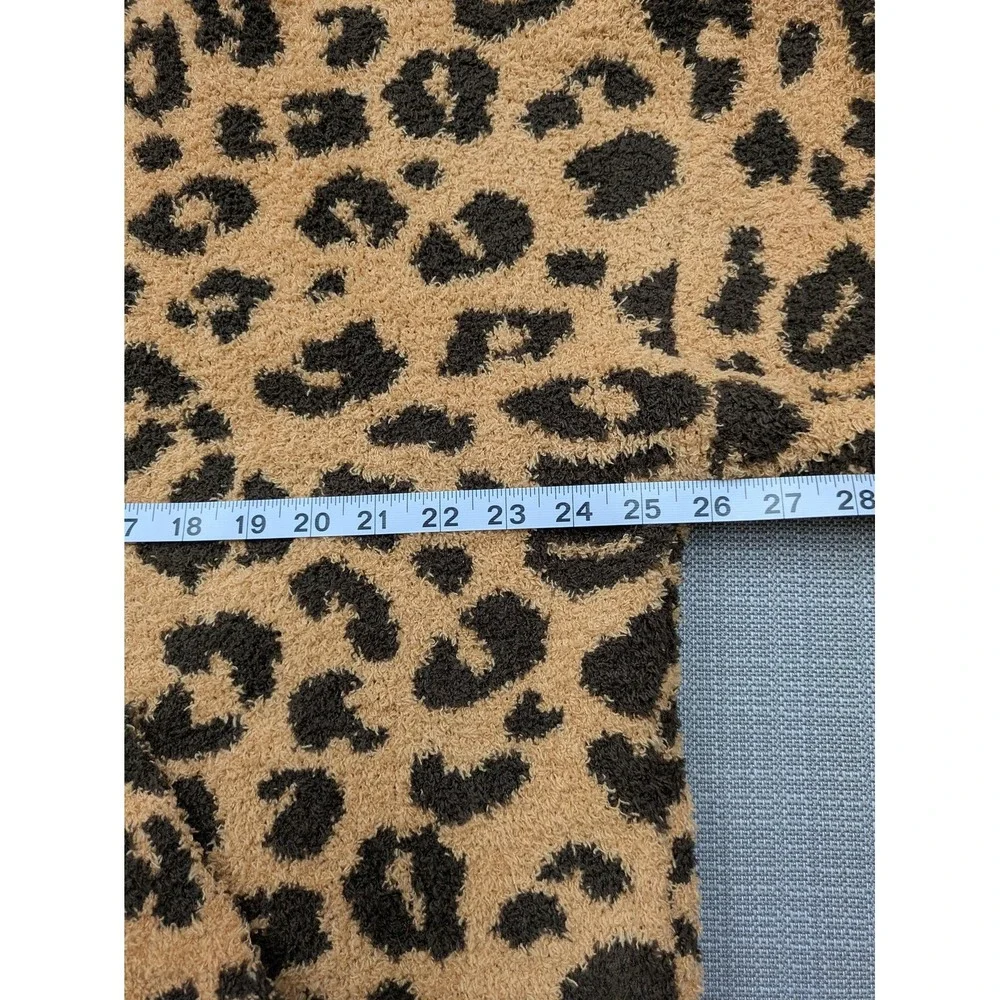 Big Blanket Co Sleepshirt Womens OSFA Beige Leopard Hooded Fleece Cozy Oversized
